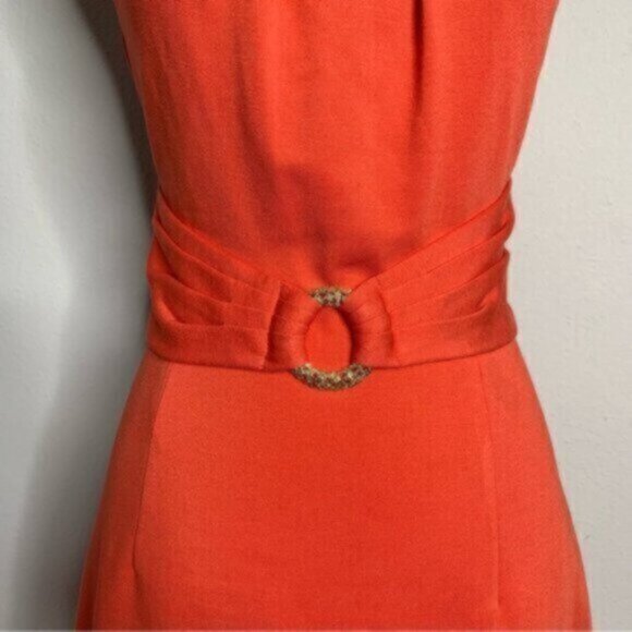 NWOT Trina Turk Orange Sleeveless Belted Sheath Dress - Picture 7 of 11